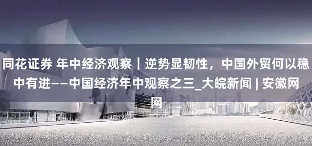 同花证券 年中经济观察｜逆势显韧性，中国外贸何以稳中有进——中国经济年中观察之三_大皖新闻 | 安徽网